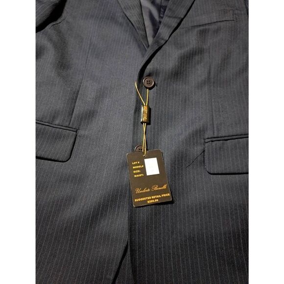 New 40R Umlerto Bonelli 1303 St Angelo Blue Pinstripe Suit Coat Blazer Vest NWT - Picture 4 of 8